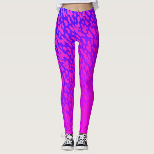 Modernt flickaktigt neonrosa lila safari-djurtryck leggings