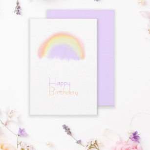 Modernt födelsedagskort för vattenfärgsregnbåge fö