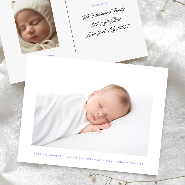 modernt foto-baby-födelsemeddelande vykort (Skapare uppladdad)