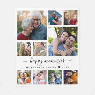 Modernt foto collage familjenamn citat minnessaker fleecefilt
