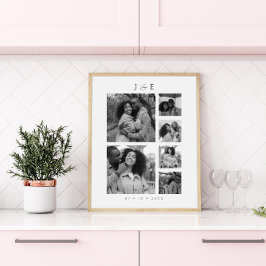 Modernt foto collage manus monogram par poster