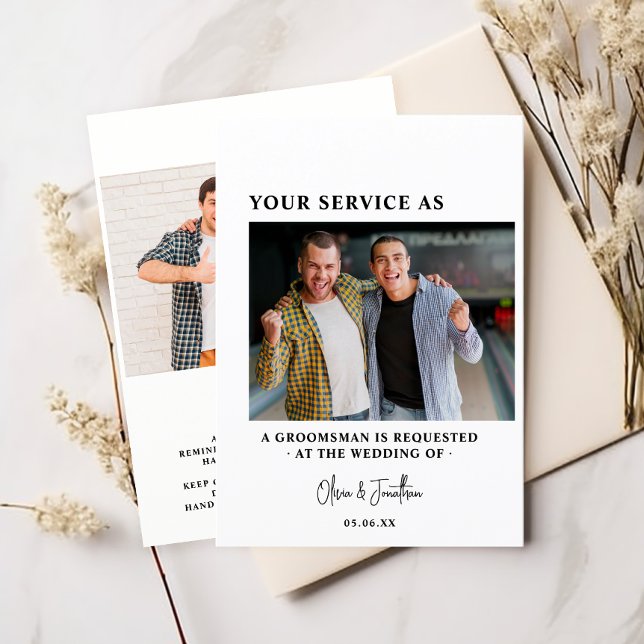 Modernt foto-förslag till bröllopsman: Begäran om  Inbjudningar (Skapare uppladdad)