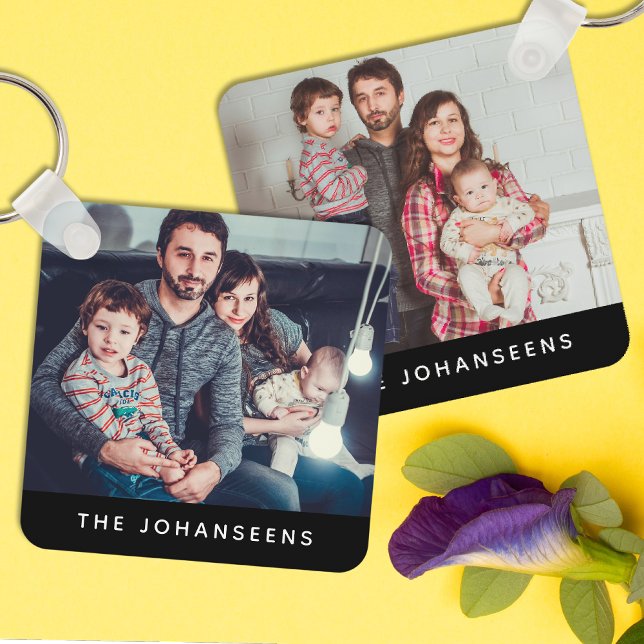 Modernt foto minnessaker enkelt familjemall nyckelring (Skapare uppladdad)