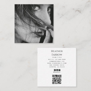 Modernt foto namn social QR-kod Fyrkantigt Visitkort