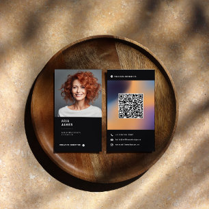 Modernt foto och QR-kod vertikalt Visitkort