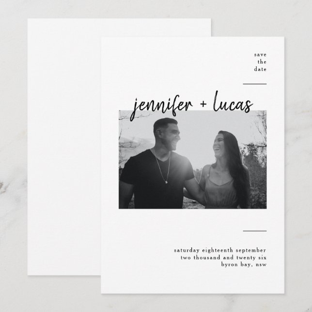 Modernt foto sparade datum inbjudningar (Fram/baksida)