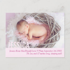 Modernt fotobrev för bebisflickor meddelande vykort