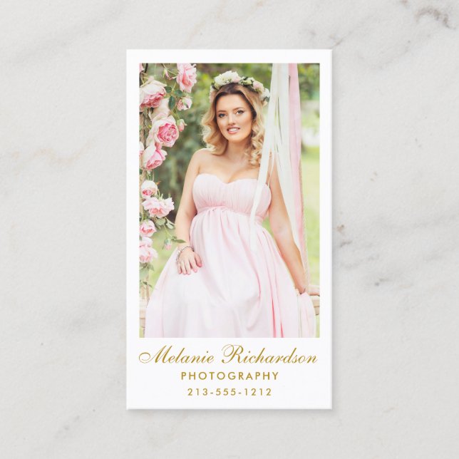 Modernt fotografguld skrivar fotoet visitkort (Framsida)