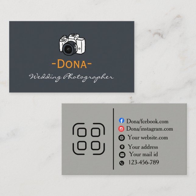 Modernt Fotografi Affärs Kort med Ren Layout (Fram/baksida)