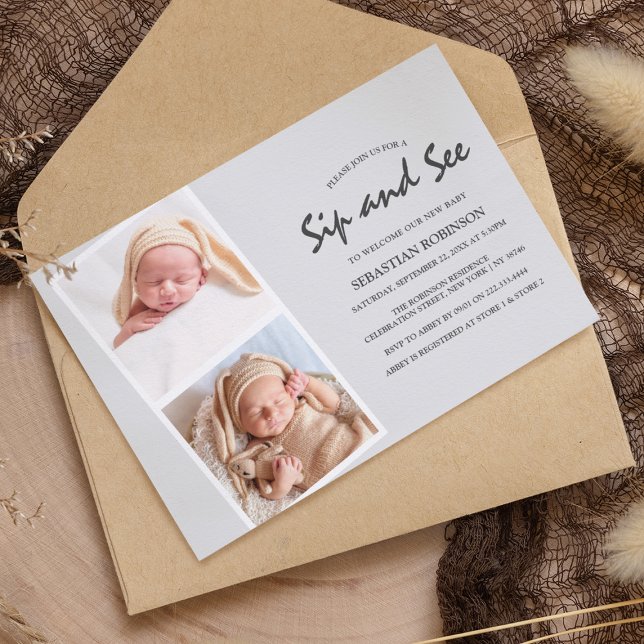 Modernt fotoremscollage | Drick och titta | Nytt b Inbjudningar (Skapare uppladdad)