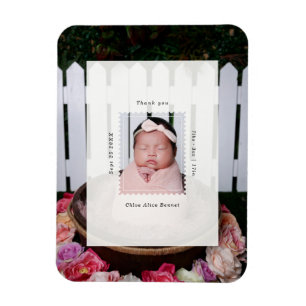 Modernt frimärke foto födelse baby tack magnet