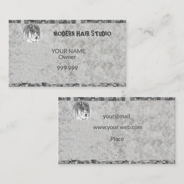 Modernt frisörstudio visitkort (Fram/baksida)