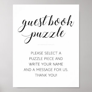 Modernt Gästbok Pussel Bröllopsskylt Poster