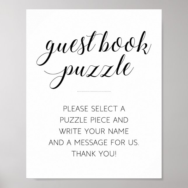 Modernt Gästbok Pussel Bröllopsskylt Poster (Framsidan)