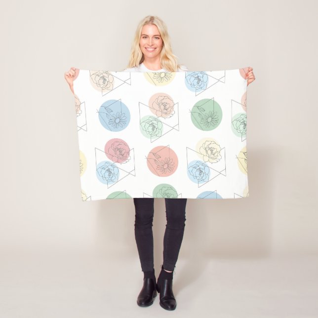 Modernt geometriskt blomster Mönster Kast Blankett Fleecefilt (På plats)