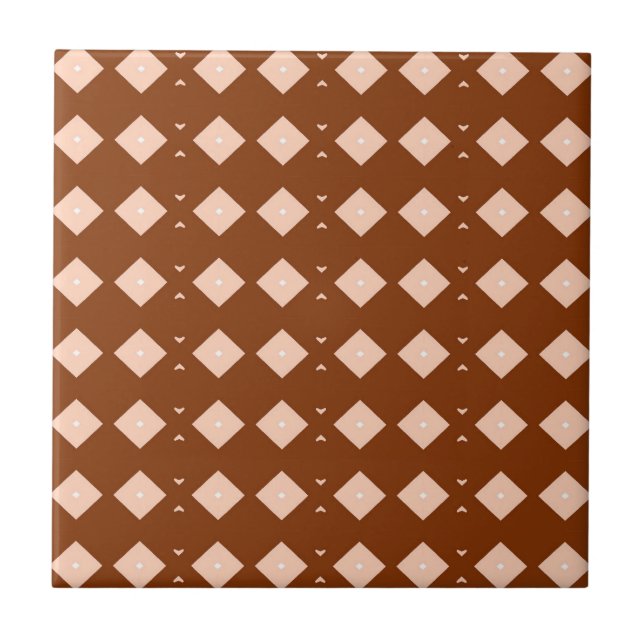 Modernt geometriskt brunt terrakottamönster kakelplatta (Framsidan)