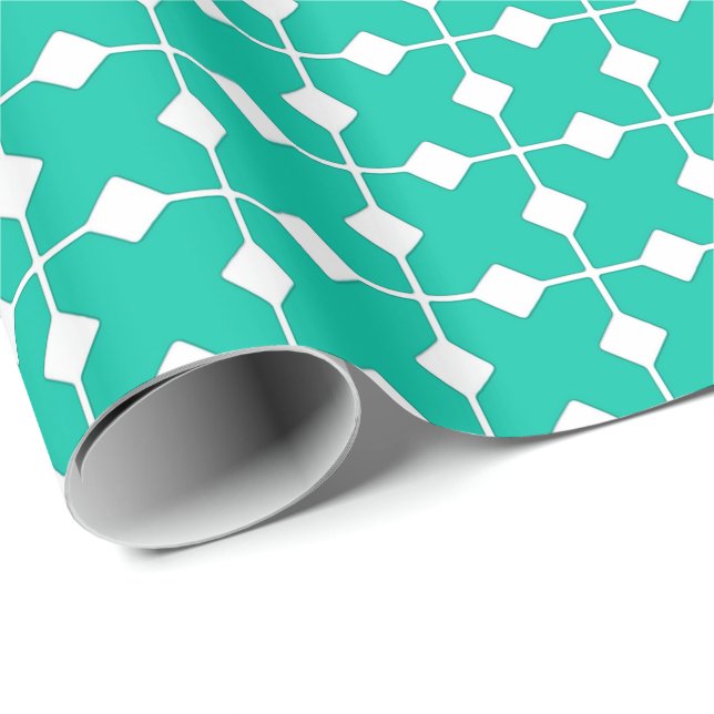 Modernt geometriskt, diamanter - turkos presentpapper (Rullad Hörn)