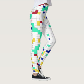 Modernt geometriskt färgblockrutnät leggings