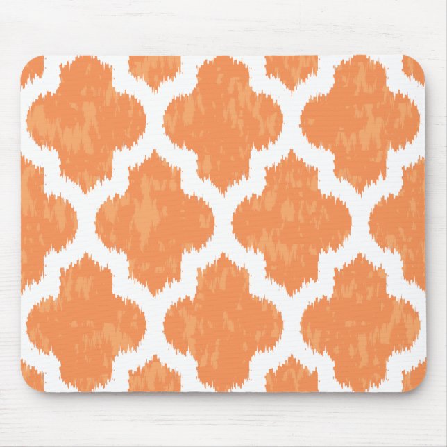 Modernt geometriskt för orange Ikat Quatrefoil Musmatta (Framsidan)