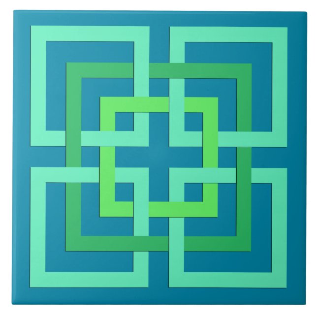 Modernt geometriskt kvadrerar, Aqua, krickan, Kakelplatta (Framsidan)