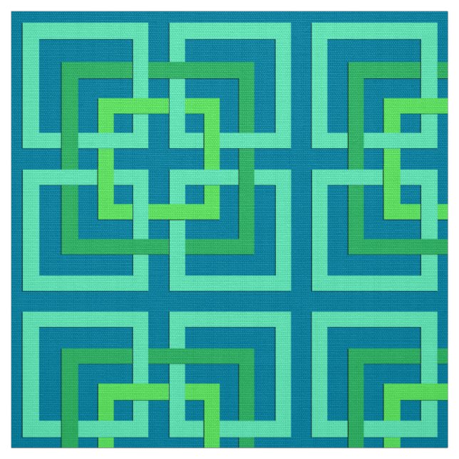 Modernt geometriskt kvadrerar, Aqua, krickan, Tyg (Provkarta)
