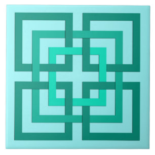 Modernt geometriskt kvadrerar, Aqua och turkos Kakelplatta
