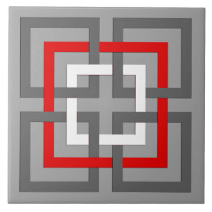 Modernt geometriskt kvadrerar, grånar, rött och kakelplatta