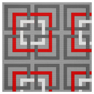 Modernt geometriskt kvadrerar, grånar, rött och tyg