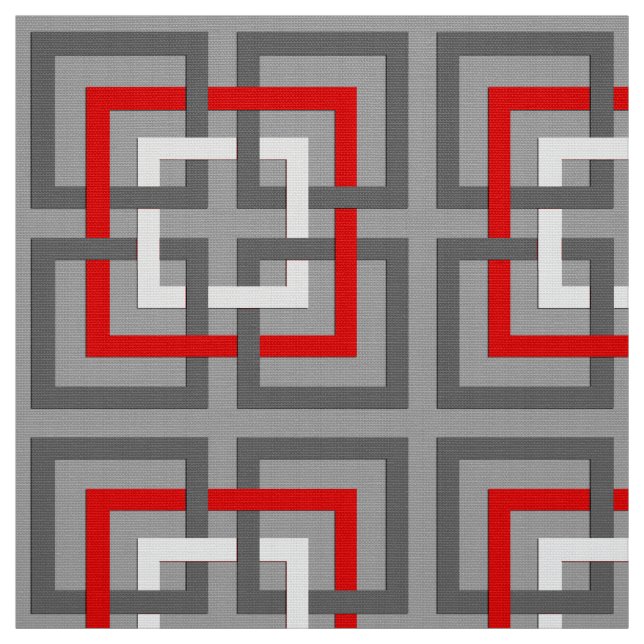 Modernt geometriskt kvadrerar, grånar, rött och tyg (Provkarta)