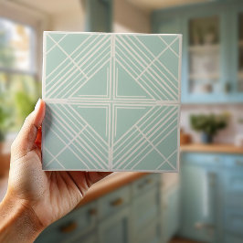 Modernt geometriskt mönster #7 Havsgrön ID1192 Kakelplatta