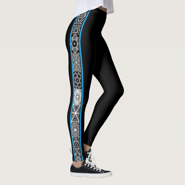 Modernt geometriskt mönster för svart leggings (Höger)