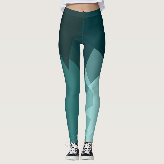 Modernt geometriskt mönster för turkos leggings (Framsida)