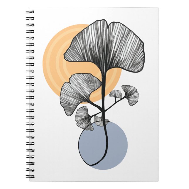 Modernt Gingkoblads Botaniskt Block Anteckningsbok (Framsidan)