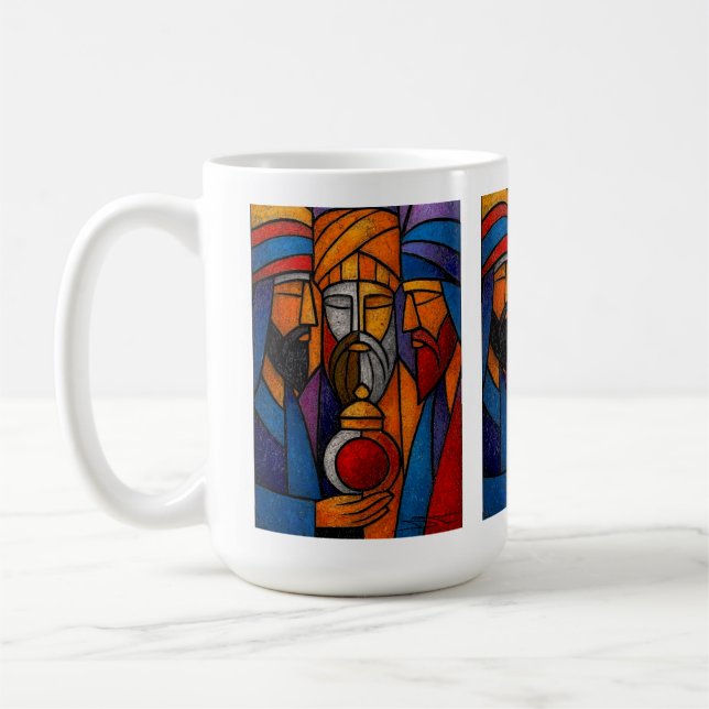 Modernt glasmålning De tre vise männen Kaffemugg (Vänster)