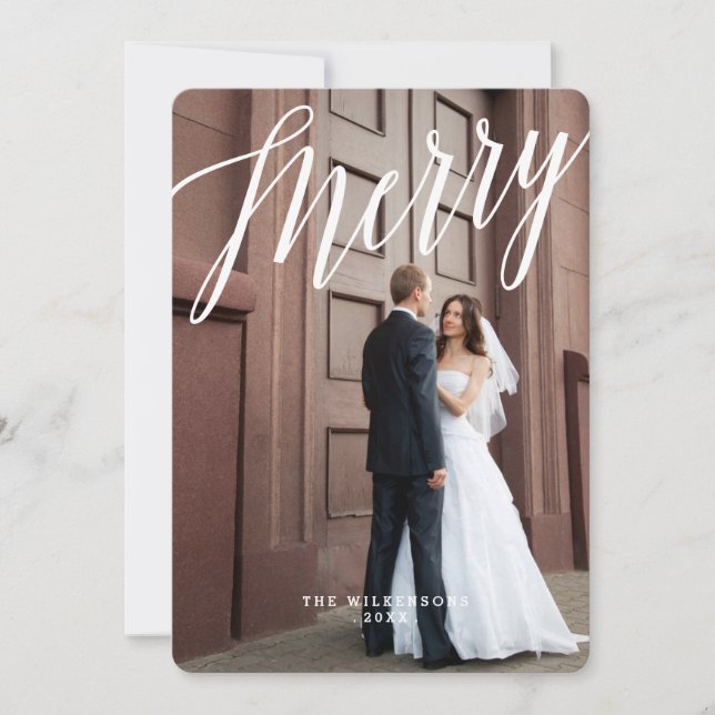 Modernt glatt & gift julfotokort julkort (Framsida)