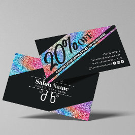 Modernt glitter och svart frisersalong rabattkort