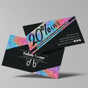 Modernt glitter och svart frisersalong rabattkort