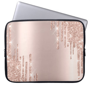 Modernt Glitterdropp Rosa Guld Laptop Fodral