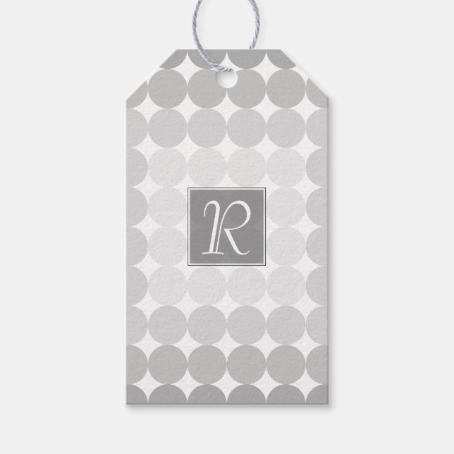 Modernt grått cirkelmonogram presentetikett (Framsidan)