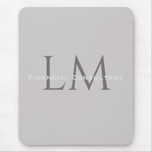 Modernt Grått Monogram Arbetsplatsaccent Musmatta