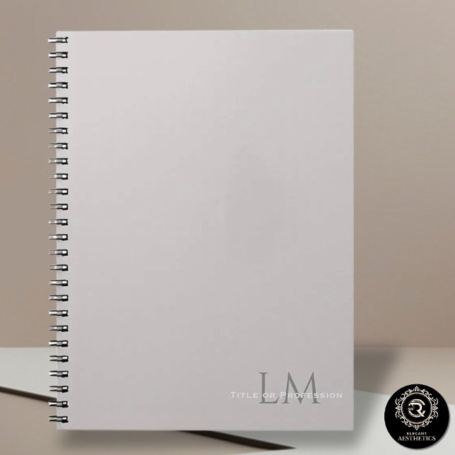 Modernt grått monogram brevpapper anteckningsbok (Skapare uppladdad)