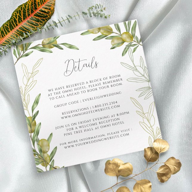 Modernt grönt olivgrenskuvertkort tilläggskort (Skapare uppladdad)