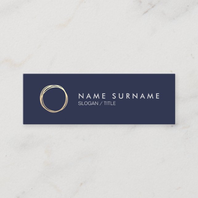 Modernt guld cirklar den MidnightBlue Mini Visitkort (Framsida)