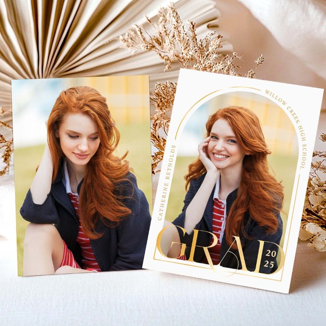 Modernt Guld Foto Examen Inbjudan (Skapare uppladdad)