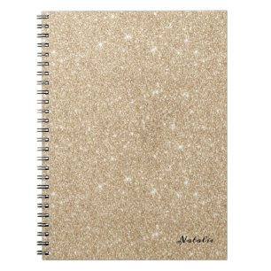 Modernt guld- gnistraglitter med namn anteckningsbok