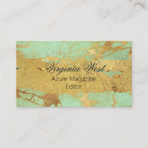 Modernt guld- och blå marmorerat visitkort