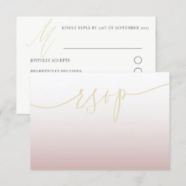 Modernt guld och rosa bröllops-RSVP OSA Kort