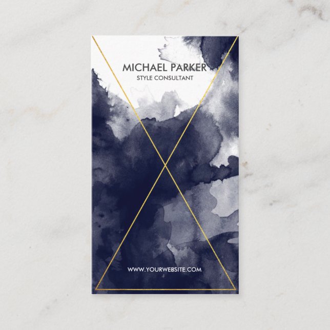 Modernt guld omkullkastar fodrar konst - marinblå visitkort (Framsida)