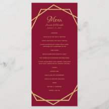 Modernt guld på burgunderröd geometrisk bröllopsme