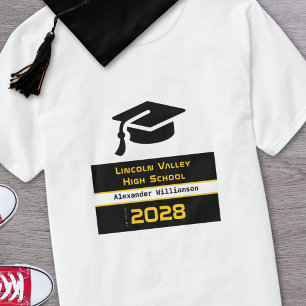 Modernt guld svart gymnasieavgångsklass t shirt